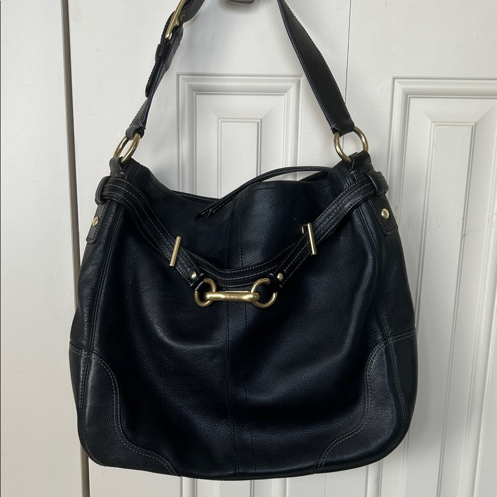 Coach Black Hobo Bag with Gold Hardware